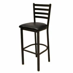 Black Frame W/ Black Vinyl Seat Economy Ladderback Bar Stool