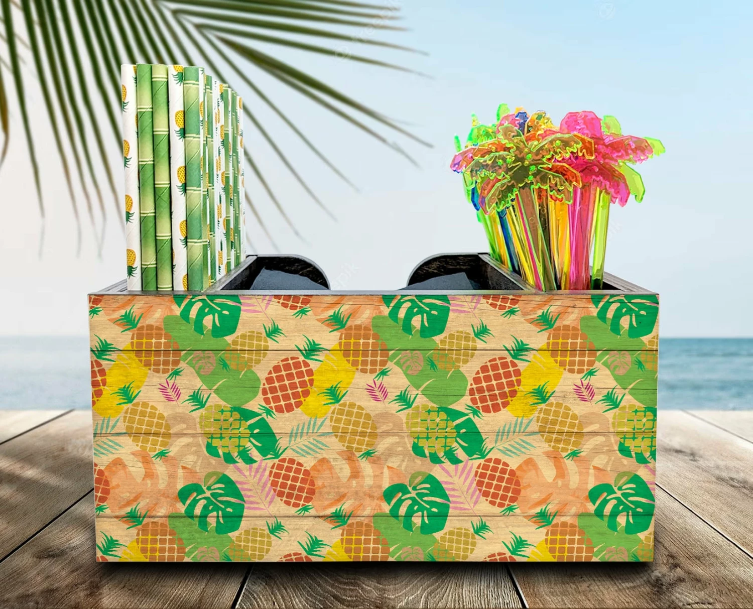 Wooden Bar Caddy - Pineapple 4 Wooden Bar Caddy - Pineapple - Image 2