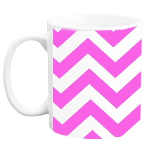Custom Coffee Mug - Pink Chevron - 11 Ounce 3 Custom Coffee Mug - Pink Chevron - 11 Ounce