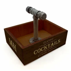 CUSTOM Box Caddy With Industrial Pipe Handle - Classic Cocktails Design