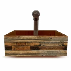 Box Caddy With Industrial Pipe Handle - Wood Plank Design -Endurance Sales pipe handled wood caddy PLANKS WEB2