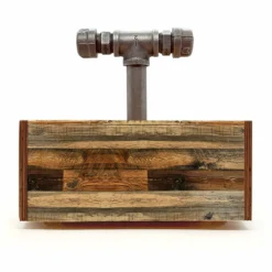 Box Caddy With Industrial Pipe Handle - Wood Plank Design -Endurance Sales pipe handled wood caddy PLANKS WEB4