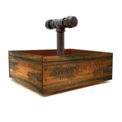 CUSTOM Box Caddy With Industrial Pipe - Vintage Box Design -Endurance Sales pipe handled wood caddy VINTAGE WEB1