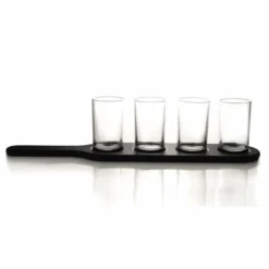 Black Plastic Beer Sampler Paddle -Endurance Sales plastic shot sampler paddles on whtie