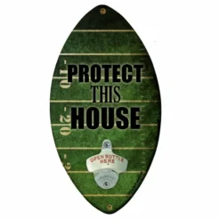 Protect This House Football Shaped Wall Bottle Opener