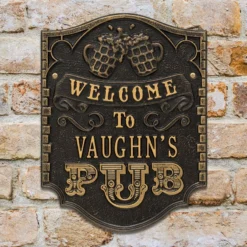 CUSTOMIZABLE Cast Aluminum Plaque - Pub "Welcome" Design -Endurance Sales pub welcome plaque bpc 2