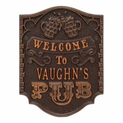 CUSTOMIZABLE Cast Aluminum Plaque - Pub "Welcome" Design -Endurance Sales pub welcome plaque bpc 4