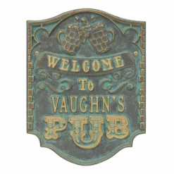 CUSTOMIZABLE Cast Aluminum Plaque - Pub "Welcome" Design -Endurance Sales pub welcome plaque bpc 6
