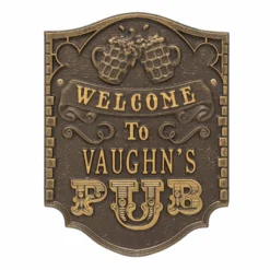 CUSTOMIZABLE Cast Aluminum Plaque - Pub "Welcome" Design -Endurance Sales pub welcome plaque bpc 8