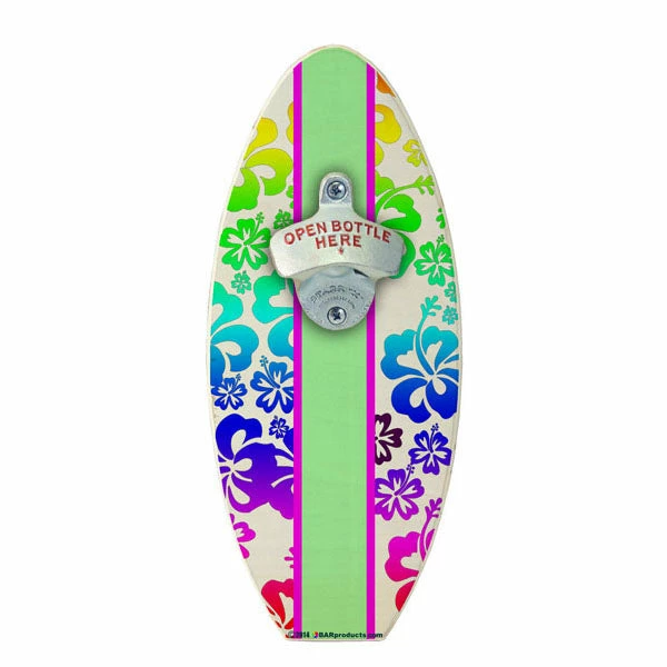 Hawaiian Flowers Wooden Surfboard Wall Bottle Opener 4 Hawaiian Flowers Wooden Surfboard Wall Bottle Opener - Image 2