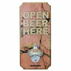 CAMO - Wall Mounted Wood Plaque Bottle Openers -Endurance Sales realistic pink camo wood plaque opener