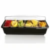 Roll Top Condiment Holder (Fruit Trays) With (4) 1-Quart And (1) 2-Quart Inserts 2 Roll Top Condiment Holder (Fruit Trays) With (4) 1-Quart And (1) 2-Quart Inserts -Endurance Sales roll top condiment trays granishes holder black bsup main