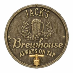 CUSTOMIZABLE Cast Aluminum Plaque (and Bottle Opener) - Oak Barrel Beer Pub Design -Endurance Sales round brewhouse plaque bpc 4