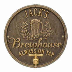 CUSTOMIZABLE Cast Aluminum Plaque (and Bottle Opener) - Oak Barrel Beer Pub Design -Endurance Sales round brewhouse plaque bpc 8