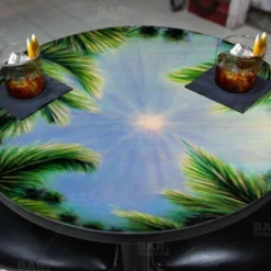 Sky And Trees Round Wooden Table Top - Two Sizes Available