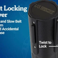 Retractable Belt Stanchion - Textured Black - Set Of 2 -Endurance Sales rs u2000 retractable belt stanchion textured lock