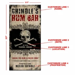 CUSTOMIZABLE Large Vintage Wooden Bar Sign - Rum Bar - 11 3/4" X 23 3/4" -Endurance Sales rum bar custom sign bpc 1