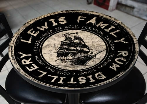 CUSTOMIZABLE Wooden Table Top - Rum Distillery Design - Two Sizes Available 3 CUSTOMIZABLE Wooden Table Top - Rum Distillery Design - Two Sizes Available