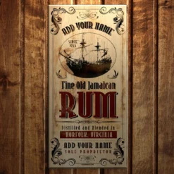 CUSTOMIZABLE Large Vintage Wooden Bar Sign - Jamaican Rum - 11 3/4" X 23 3/4" -Endurance Sales rum wood plank sign web1