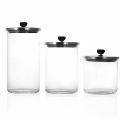 Final Touch® Glass Storage Jar With Vacuum Sealed Lid - Set Of 3
