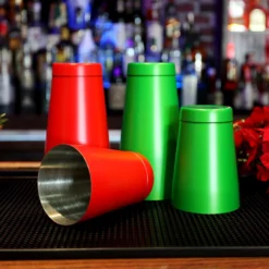 Olea™ Holiday Shaker Sets 23 Olea™ Holiday Shaker Sets -Endurance Sales sh holiday set green red 28oz shaker on bar 2