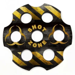 6-Shooter Wood Shot Glass Caddy Tray And Bottle Topper - "Hazard Zone"