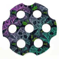 6-Shooter Wood Shot Glass Caddy Tray And Bottle Topper - "Large Skulls"