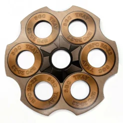 6-Shooter Wood Shot Glass Caddy Tray And Bottle Topper - "Revolver Cylinder" -Endurance Sales shot glass caddy revolver cylinder 6 shooter 7 hole wood tray