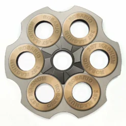 CUSTOMIZABLE 6-Shooter Wood Shot Glass Caddy Tray And Bottle Topper - "Revolver Cylinder" (2 Colors Available!)