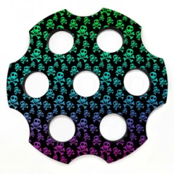 6-Shooter Wood Shot Glass Caddy Tray And Bottle Topper - "Skulls And Bones"