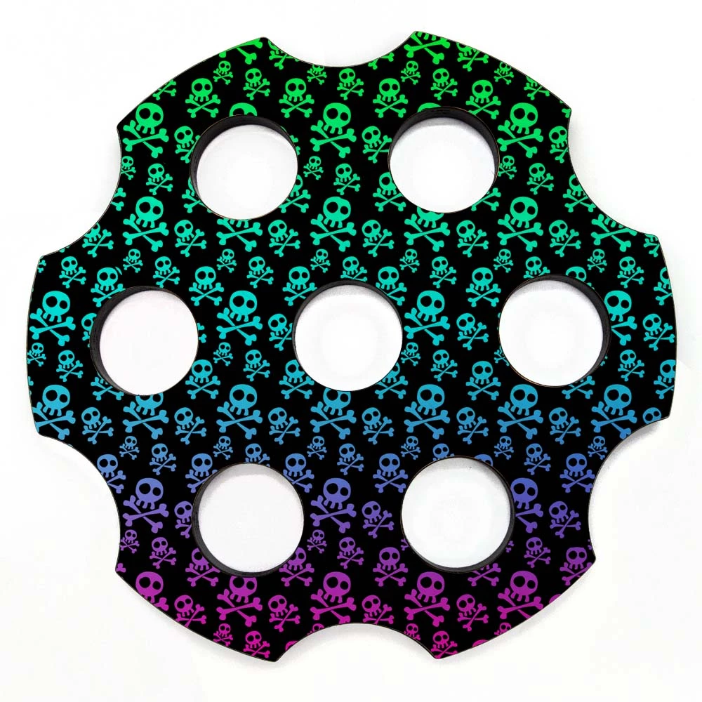 6-Shooter Wood Shot Glass Caddy Tray And Bottle Topper - "Skulls And Bones" 3 6-Shooter Wood Shot Glass Caddy Tray And Bottle Topper - "Skulls And Bones"