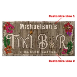 CUSTOMIZABLE Large Plank Sign - 11 3/4" X 23 3/4" - Tiki - Multiple Color Options -Endurance Sales sign wood 11x23 tiki white bg customize line 1 2 1000x1000 1