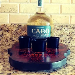 Shot Glass And Bottle Caddy - Rustic Wood Skull -Endurance Sales skull shot tray rustic 2