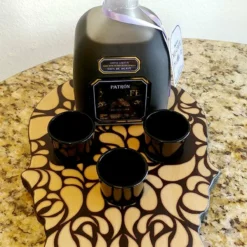 Shot Glass And Bottle Caddy - Elegant Skull -Endurance Sales skull shot tray sugar5 web2