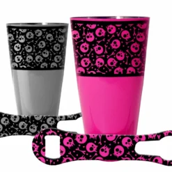 Printed Cocktail Shaker And V-Rod® Bar Set - Cute Skulls - Color Options
