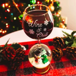 Snow Globe Wine Glass - Wine & Chill - 12 Ounce -Endurance Sales snow globe wine fixed2copy