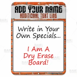 Dry Erase Specials Sign - ADD YOUR NAME - Brick Wall Template -Endurance Sales specials sign dry erase 9x12 bricks bp 800