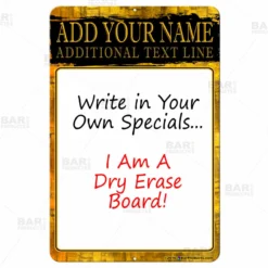Dry Erase Specials Sign - ADD YOUR NAME - Gold Grunge Template