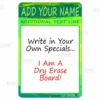 Dry Erase Specials Sign - ADD YOUR NAME - Green Abstract Template -Endurance Sales specials sign dry erase main green bp 800