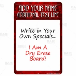 Dry Erase Specials Sign - ADD YOUR NAME - Red Abstract Template