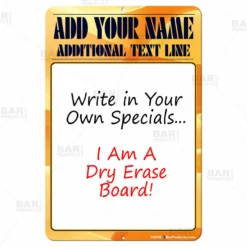 Dry Erase Specials Sign - ADD YOUR NAME - Yellow Abstract Template