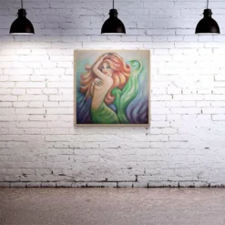 Redhead Mermaid Square Wooden Table Top - Two Sizes Available -Endurance Sales square table top with featured artist brian mohr redhead mermaid bpc 2