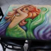 Redhead Mermaid Square Wooden Table Top - Two Sizes Available -Endurance Sales square table top with featured artist brian mohr redhead mermaid bpc tmolding