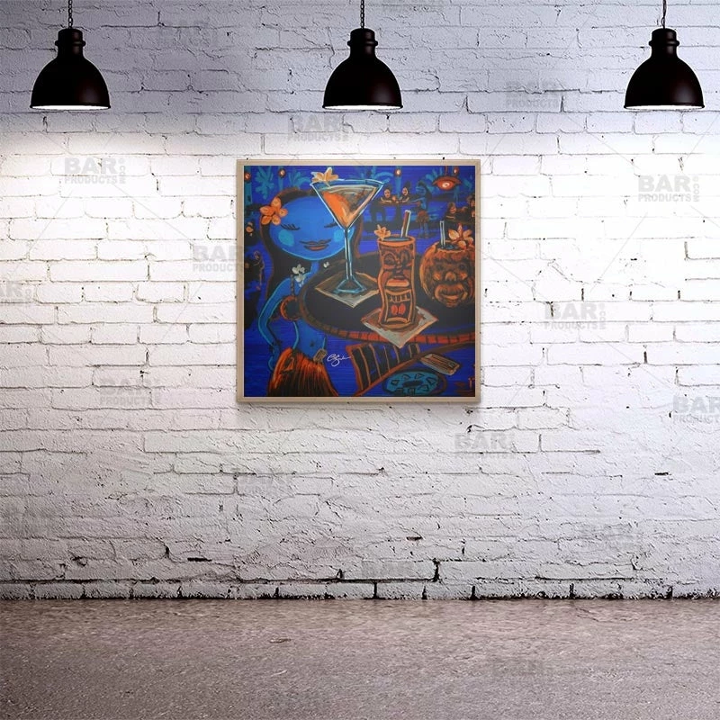 Blue Tiki Bar Square Wooden Table Top - Two Sizes Available 6 Blue Tiki Bar Square Wooden Table Top - Two Sizes Available - Image 4