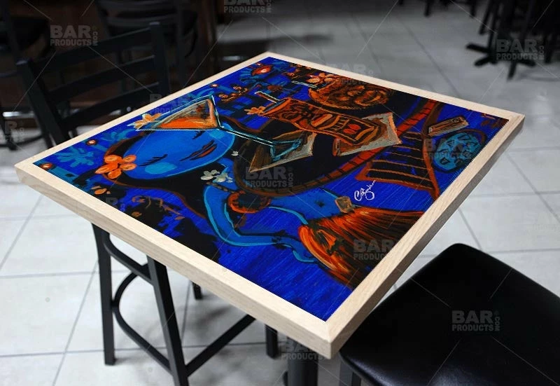 Blue Tiki Bar Square Wooden Table Top - Two Sizes Available 4 Blue Tiki Bar Square Wooden Table Top - Two Sizes Available - Image 2