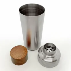 Cocktail Shaker - Stainless Steel W/ Wood Cap - 26 Ounce -Endurance Sales ss cocktail shaker w wood cap 3