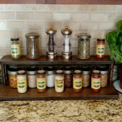 Counter Caddies™ - Walnut-Stained Straight Shelf - Culinary / Spice Rack - 24" Length -Endurance Sales stain 24in kit web2