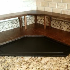 Counter Caddies™ - Walnut-Stained Corner Shelf - Culinary Style - Available In Black -Endurance Sales stain corner kit web 1