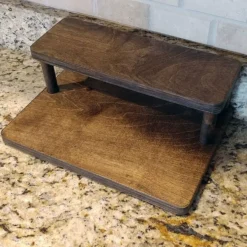 Counter Caddies™ - Walnut-Stained Straight Shelf - Liquor/Wine Bottle Display - 12" Length -Endurance Sales stained 12in liq web 800