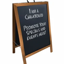 A-Frame Sidewalk Chalkboard Sign – Double Sided - Stained Wood Frame